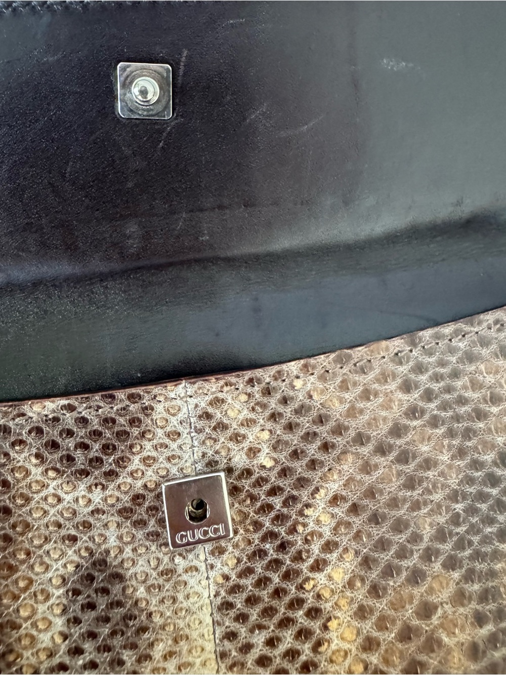 Authentic Gucci Genuine Snakeskin Vintage Neutral Envolope Brown Clutch Wallet - Picture 11 of 16